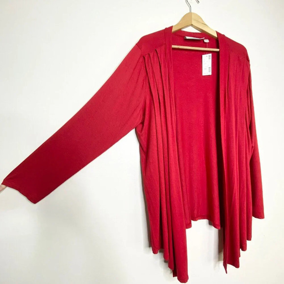 NWT Avenue Studio 14/16 Red Open Front Cardigan Long Sleeve Layering Sweater - Picture 4 of 10